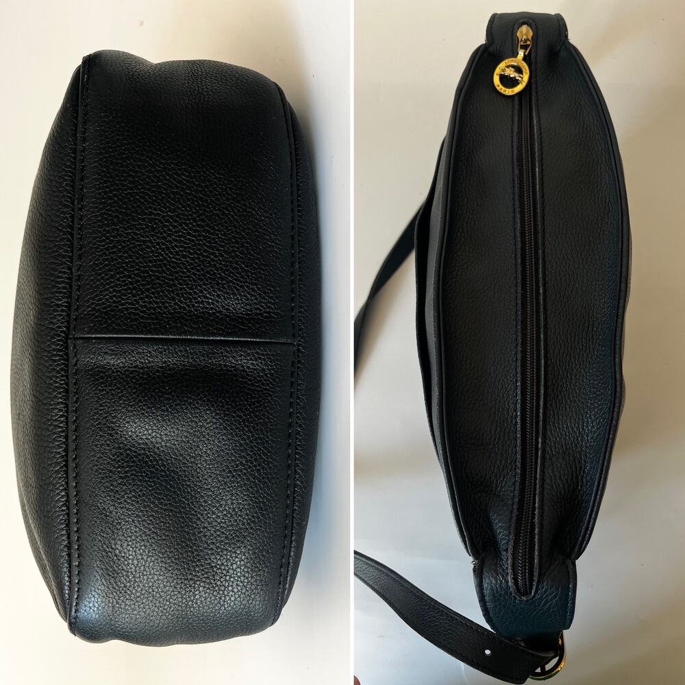 Longchamp Le Foulonne Black Pebbled Leather Vintage Crossbody Bag Y2K France - Picture 8 of 9